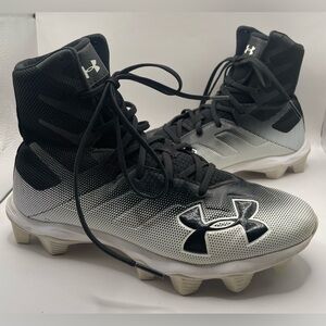 Under Armour Black and Gray High-Top Cleats